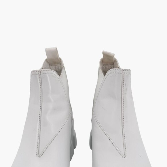 Prada Monolith White Leather Chelsea Ankle Boots Lug Sole Size 37 US 7 Women's - Picture 4 of 15